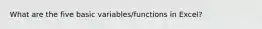 What are the five basic variables/functions in Excel?