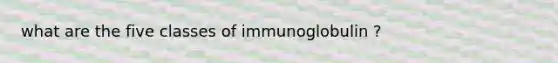 what are the five classes of immunoglobulin ?