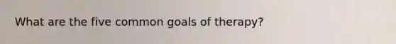 What are the five common goals of therapy?