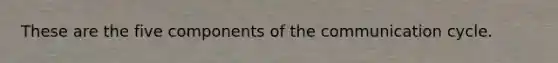 These are the five components of the communication cycle.
