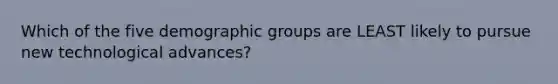 Which of the five demographic groups are LEAST likely to pursue new technological advances?