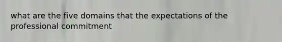 what are the five domains that the expectations of the professional commitment