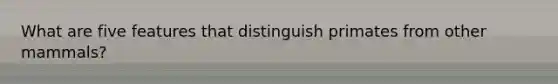 What are five features that distinguish primates from other mammals?