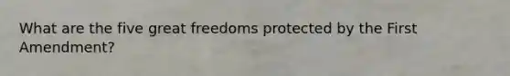 What are the five great freedoms protected by the First Amendment?