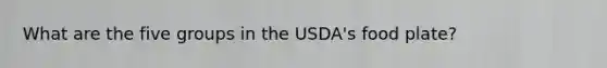 What are the five groups in the USDA's food plate?