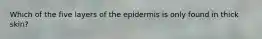 Which of the five layers of the epidermis is only found in thick skin?