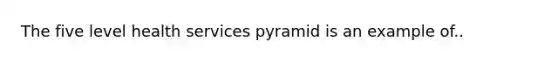 The five level health services pyramid is an example of..