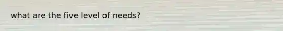 what are the five level of needs?