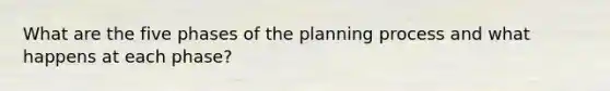 What are the five phases of the planning process and what happens at each phase?