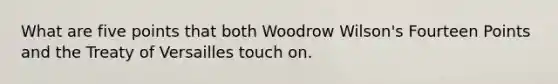 What are five points that both Woodrow Wilson's Fourteen Points and the Treaty of Versailles touch on.