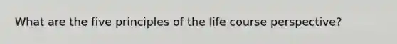 What are the five principles of the life course perspective?