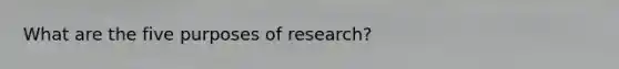 What are the five purposes of research?