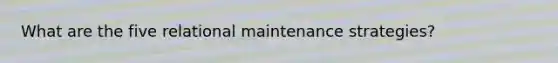 What are the five relational maintenance strategies?