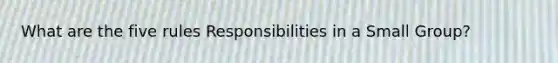 What are the five rules Responsibilities in a Small Group?