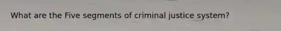 What are the Five segments of criminal justice system?