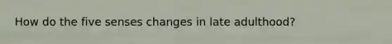 How do the five senses changes in late adulthood?