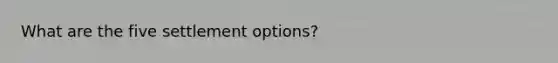 What are the five settlement options?