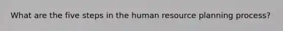 What are the five steps in the human resource planning process?