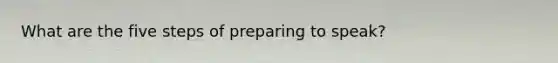 What are the five steps of preparing to speak?