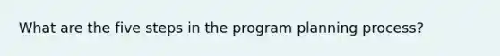 What are the five steps in the program planning process?