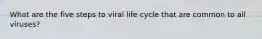 What are the five steps to viral life cycle that are common to all viruses?