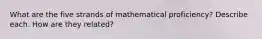 What are the five strands of mathematical proficiency? Describe each. How are they related?