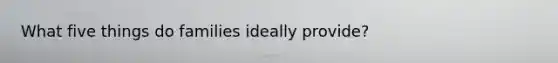 What five things do families ideally provide?
