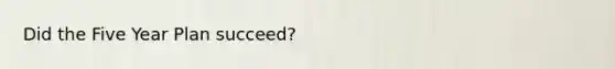 Did the Five Year Plan succeed?