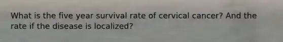 What is the five year survival rate of cervical cancer? And the rate if the disease is localized?