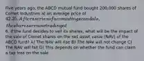 Five years ago, the ABCD mutual fund bought 200,000 shares of Comet Industries at an average price of 42.25. After a series of accounting scandals, the shares are now trading at6. If the fund decides to sell its shares, what will be the impact of the sale of Comet shares on the net asset value (NAV) of the ABCD fund? A) The NAV will rise B) The NAV will not change C) The NAV will fall D) This depends on whether the fund can claim a tax loss on the sale