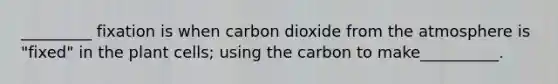 _________ fixation is when carbon dioxide from the atmosphere is "fixed" in the plant cells; using the carbon to make__________.