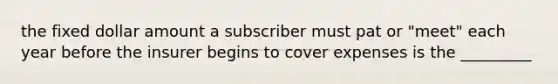 the fixed dollar amount a subscriber must pat or "meet" each year before the insurer begins to cover expenses is the _________