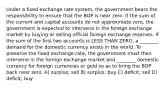 Under a fixed exchange rate system, the government bears the responsibility to ensure that the BOP is near zero. If the sum of the current and capital accounts do not approximate zero, the government is expected to intervene in the foreign exchange market by buying or selling official foreign exchange reserves. If the sum of the first two accounts is LESS THAN ZERO, a ________ demand for the domestic currency exists in the world. To preserve the fixed exchange rate, the government must then intervene in the foreign exchange market and ________ domestic currency for foreign currencies or gold so as to bring the BOP back near zero. A) surplus; sell B) surplus; buy C) deficit; sell D) deficit; buy