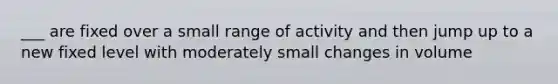 ___ are fixed over a small range of activity and then jump up to a new fixed level with moderately small changes in volume