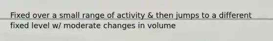 Fixed over a small range of activity & then jumps to a different fixed level w/ moderate changes in volume