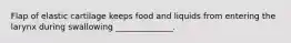 Flap of elastic cartilage keeps food and liquids from entering the larynx during swallowing ______________.