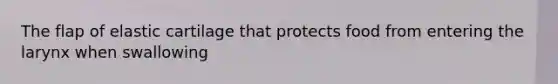 The flap of elastic cartilage that protects food from entering the larynx when swallowing