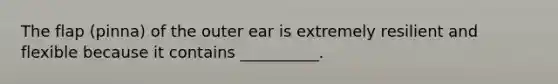 The flap (pinna) of the outer ear is extremely resilient and flexible because it contains __________.