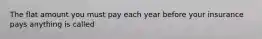 The flat amount you must pay each year before your insurance pays anything is called