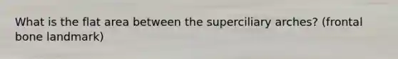 What is the flat area between the superciliary arches? (frontal bone landmark)