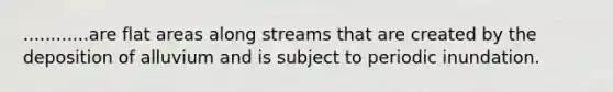 ............are flat areas along streams that are created by the deposition of alluvium and is subject to periodic inundation.