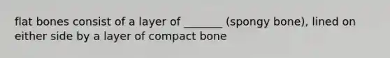 flat bones consist of a layer of _______ (spongy bone), lined on either side by a layer of compact bone