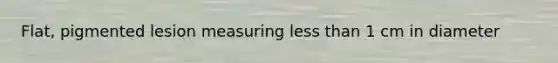 Flat, pigmented lesion measuring less than 1 cm in diameter