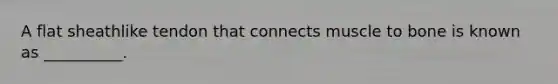 A flat sheathlike tendon that connects muscle to bone is known as __________.
