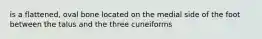 is a flattened, oval bone located on the medial side of the foot between the talus and the three cuneiforms