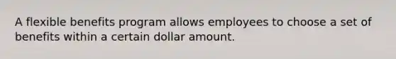 A flexible benefits program allows employees to choose a set of benefits within a certain dollar amount.