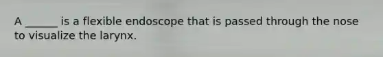 A ______ is a flexible endoscope that is passed through the nose to visualize the larynx.
