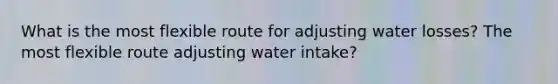 What is the most flexible route for adjusting water losses? The most flexible route adjusting water intake?