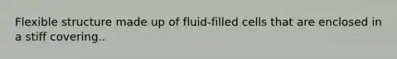 Flexible structure made up of fluid-filled cells that are enclosed in a stiff covering..