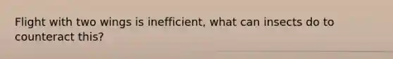 Flight with two wings is inefficient, what can insects do to counteract this?